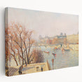 Camille Pissarro-inspired impressionist landscape on large stretched canvas, featuring soft earth tones.