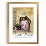 Extra large wall art featuring an abstract print of Camille Pissarro's design in a gold frame, ideal for living room decor.