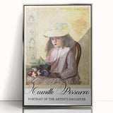 Mid-century modernist art depicting a Camille Pissarro-inspired landscape in soft hues on a silver-framed acrylic.