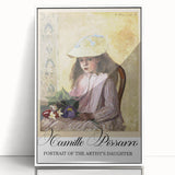 Art deco poster of a Camille Pissarro painting in muted greens and blues, framed acrylic, ideal for nursery wall art.