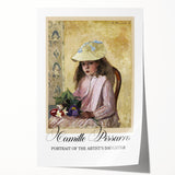 Rolled print of a Camille Pissarro-inspired floral scene in soft green and yellow tones.