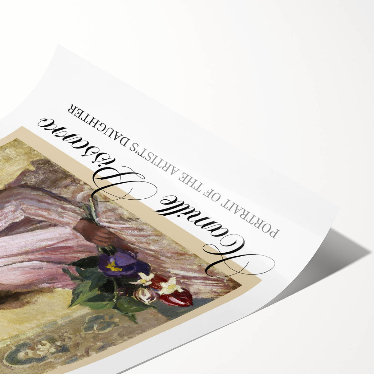 Extra large wall art featuring line art flowers in subtle shades, printed on a rolled canvas.