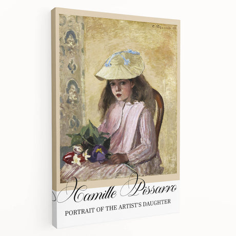 Side view of a Camille Pissarro-inspired stretched canvas featuring muted earth tones in an impressionist style.