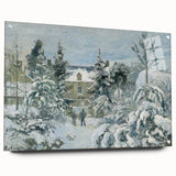 Side view of a Camille Pissarro impressionist acrylic glass wall art in soft pastel colors.