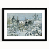 Colorful abstract art print by Camille Pissarro, featuring vibrant hues and textured design on a large framed canvas.