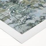 Art deco poster featuring a vibrant cityscape on extra large rolled canvas, suitable for dining room or bathroom wall art.