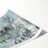 Extra large wall art featuring line art flowers in soft pastel shades on a rolled print, ideal for large living room decor.