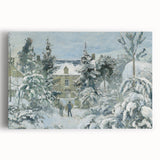 Black and white depiction of a rural landscape on stretched canvas, suitable for kitchen wall art.