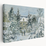 Camille Pissarro-inspired impressionist painting on stretched canvas, featuring soft green and blue tones.