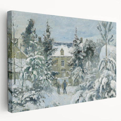 Camille Pissarro-inspired impressionist painting on stretched canvas, featuring soft green and blue tones.