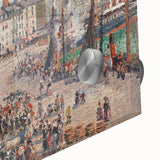 Mid-century modernist acrylic print of an abstract landscape in earthy tones, ideal for dining room art.