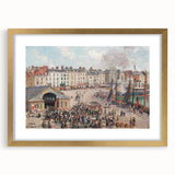 Extra large wall art featuring a textured, abstract print of Camille Pissarro's design in a gold frame.