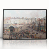 Large abstract wall art by Camille Pissarro in black frame, featuring mid-century modernist style.