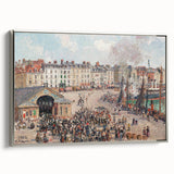 Landscape art painting by Camille Pissarro, featuring a rural scene in vibrant colors on a framed canvas.