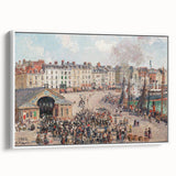 Vintage poster art of a colorful Camille Pissarro painting in a white frame, ideal for extra large living room wall decor.