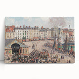 Black and white print of Camille Pissarro’s impressionist artwork on stretched canvas, ideal for kitchen wall art.