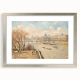 Textured abstract art print of a rural landscape in soft green and brown tones, framed in silver, ideal for bedroom art.