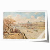 Rolled print of Camille Pissarro's floral artwork in muted green and brown tones, suitable for dining room or bathroom decor.