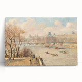 A black and white canvas print of a Camille Pissarro-inspired landscape, ideal for kitchen wall art or bedroom decor.