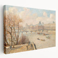 Camille Pissarro-inspired landscape on large stretched canvas with lush green and earth tones, ideal for kitchen wall art.