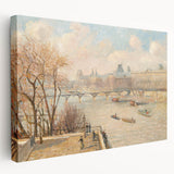 Camille Pissarro-inspired landscape on large stretched canvas with lush green and earth tones, ideal for kitchen wall art.