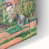 Mid-century modernist acrylic print of abstract design in muted earth tones, ideal for dining room art.