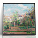 Large abstract wall art featuring mid-century modernist design in muted earth tones, framed in black acrylic.