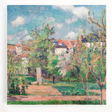 Black and white impressionist style painting of a rural scene on large stretched canvas, suitable for kitchen wall art.