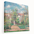 Side view of a stretched canvas featuring Camille Pissarro's impressionist artwork, ideal for kitchen wall art.
