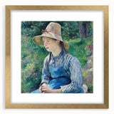 Extra large canvas featuring a textured abstract art print of a Camille Pissarro style scene in muted earth tones.