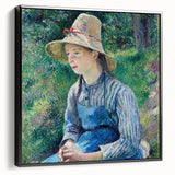 Black and white framed canvas of a Camille Pissarro vintage landscape, ideal for bedroom wall art.