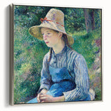 Framed canvas of a Camille Pissarro landscape painting with vibrant colors, ideal for adding a vintage touch to any room.