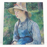 Black and white print of Camille Pissarro's impressionist painting on stretched canvas, suitable as kitchen wall art.