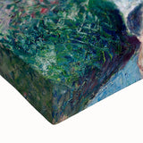 Large art depicting a black and white landscape painting on stretched canvas, ideal for bedroom wall decor.