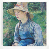 Black and white print of Camille Pissarro's painting on stretched canvas, suited for kitchen wall art.