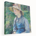 Large art depicting a Camille Pissarro-inspired pastoral scene on stretched canvas, suitable for kitchen wall art.