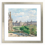 Textured abstract art print of a vibrant forest scene in a silver frame, suitable for bedroom art.