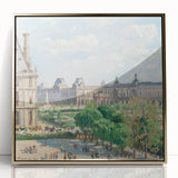 Large art print of a Camille Pissarro painting in a gold frame, featuring impressionist style ideal for nursery wall art.