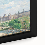 Extra large framed canvas featuring a close-up of Camille Pissarro's textured, colorful art on a black background.