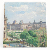 Black and white print of Camille Pissarro's painting on stretched canvas, suitable as large kitchen wall art.