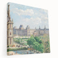 Side view of a Camille Pissarro inspired stretched canvas depicting a rural landscape, ideal for kitchen wall art.