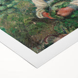 Art deco poster featuring an impressionist cityscape in muted earth tones on rolled canvas, ideal for dining room decor.