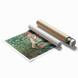 Extra large rolled print of a Camille Pissarro floral artwork in muted earth tones, ideal for classy bathroom wall art.