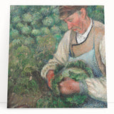Black and white print of Camille Pissarro's painting on stretched canvas, ideal for kitchen wall art or bedroom ambiance.