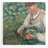 Black and white large canvas print of a Camille Pissarro-inspired landscape, ideal for kitchen wall art.