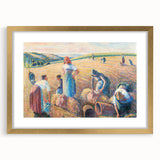 Extra large wall art featuring an abstract Pissarro design in textured gold tones on canvas, ideal for living room decor.
