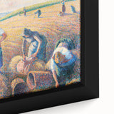 Extra large black wall art featuring a textured, colorful impressionist painting by Camille Pissarro, framed canvas.