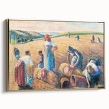 Vintage poster art featuring a Camille Pissarro landscape painting on a black framed canvas.