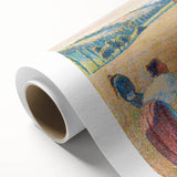 Art deco poster of a serene landscape with soft pastel tones on rolled canvas, ideal for nursery wall art.