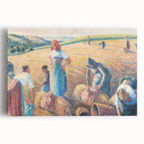 Black and white print of Camille Pissarro's impressionist painting on stretched canvas, ideal for kitchen art.